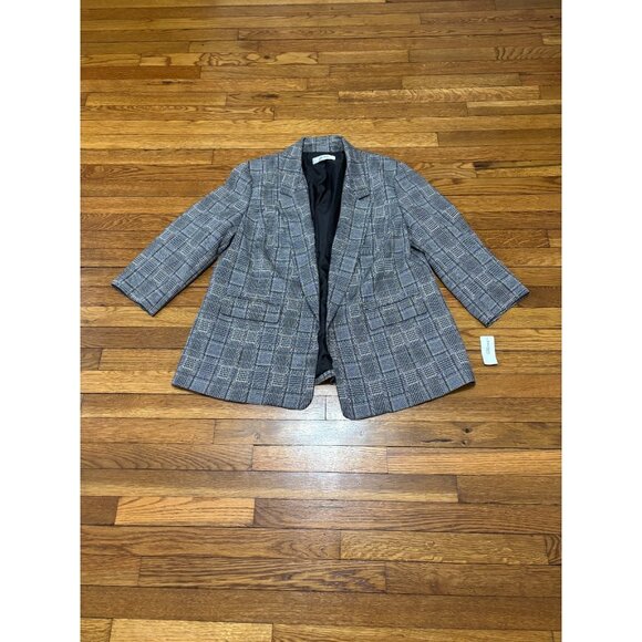 Jones Studio Womens Blazer Jacket Plus Sz 2X Glen Check Open Front NWT $80 - Picture 1 of 8